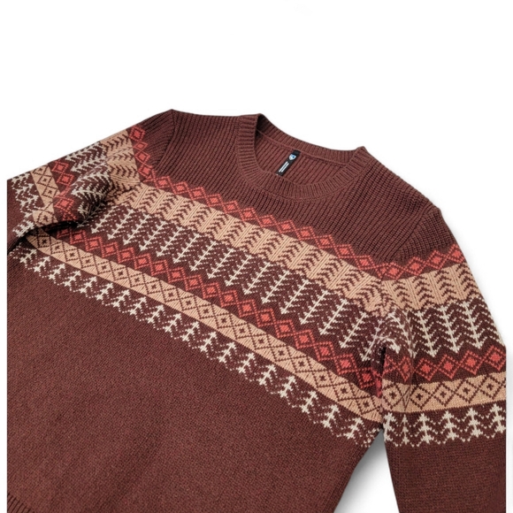 KÜHL Nordik Merino Wool Fair Isle Crewneck Sweater Cinnabar Brown - Women's M - Picture 8 of 15